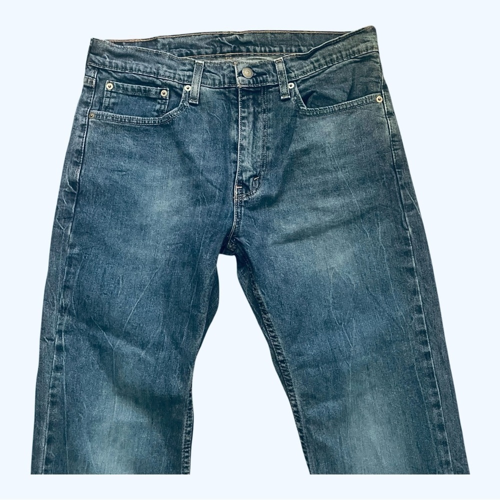 Levi Strauss denim blue straight jeans 527 Men 34/30 5pockets design zip logo - Picture 3 of 16